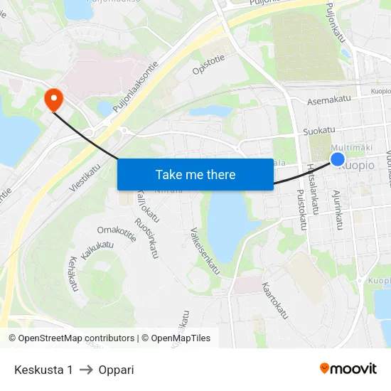 Keskusta 1 to Oppari map
