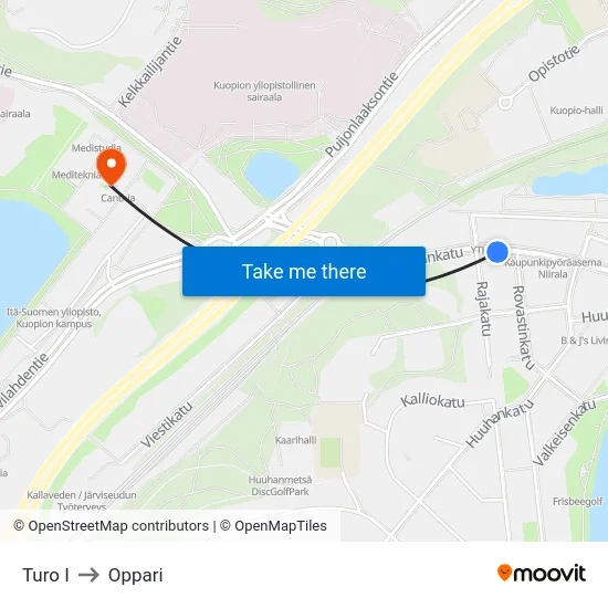 Turo I to Oppari map