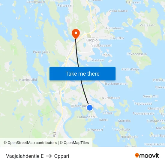 Vaajalahdentie E to Oppari map