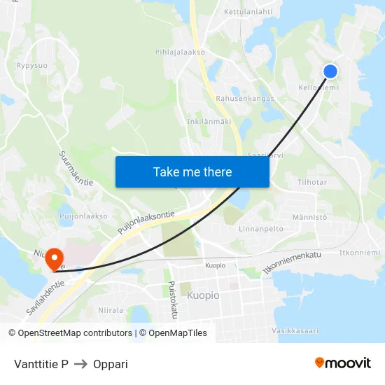 Vanttitie P to Oppari map