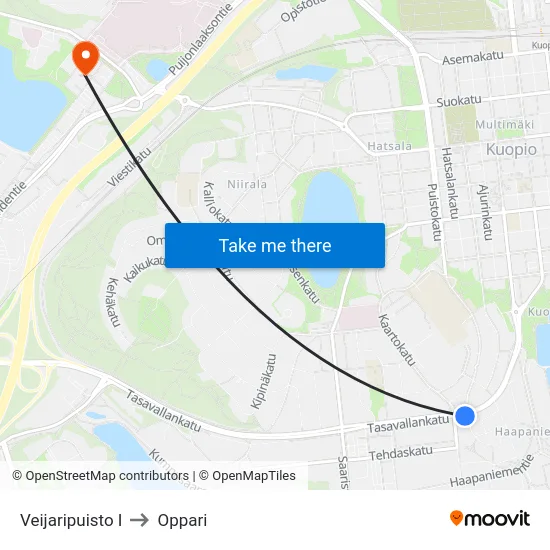 Veijaripuisto I to Oppari map