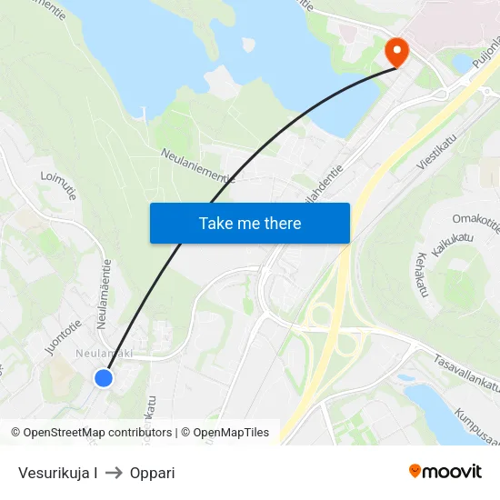 Vesurikuja I to Oppari map
