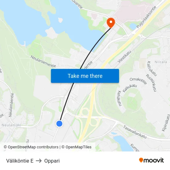 Väliköntie E to Oppari map