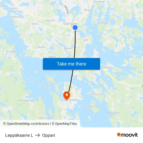 Leppäkaarre L to Oppari map