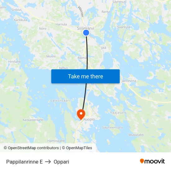 Pappilanrinne E to Oppari map