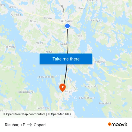 Risuharju P to Oppari map