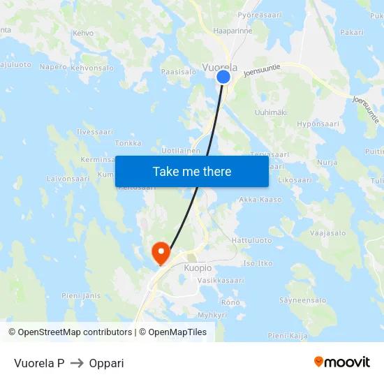 Vuorela P to Oppari map