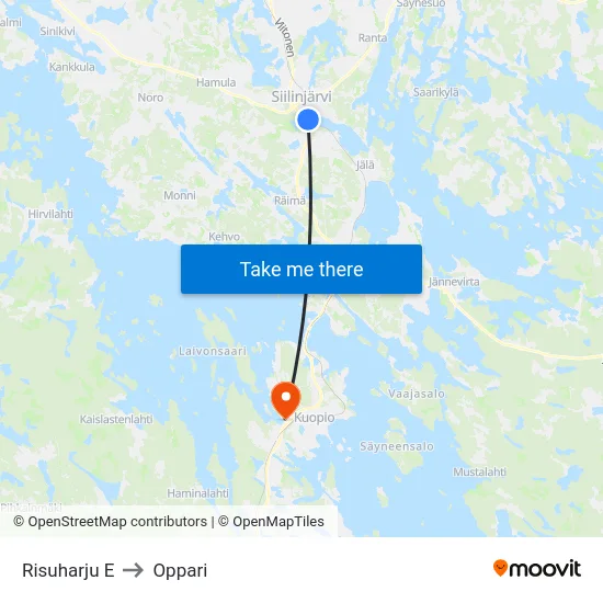 Risuharju E to Oppari map