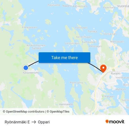 Ryönänmäki E to Oppari map