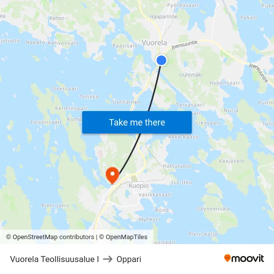 Vuorela Teollisuusalue I to Oppari map
