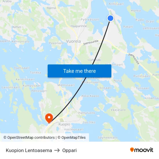 Kuopion Lentoasema to Oppari map