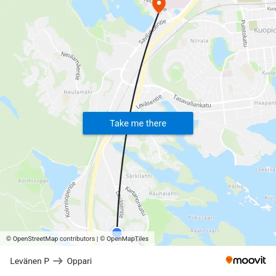 Levänen P to Oppari map