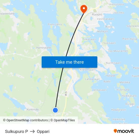 Sulkupuro P to Oppari map