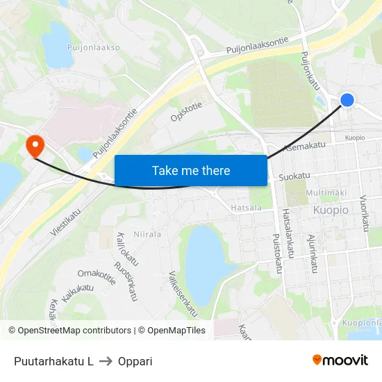 Puutarhakatu L to Oppari map