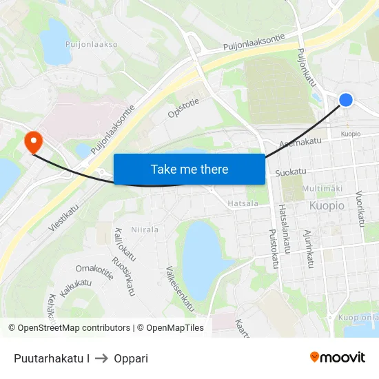 Puutarhakatu I to Oppari map