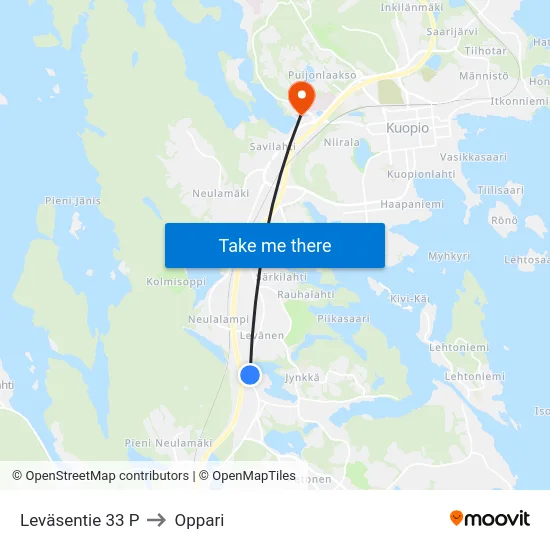 Leväsentie 33 P to Oppari map
