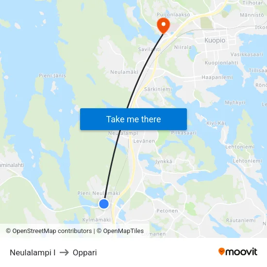 Neulalampi I to Oppari map