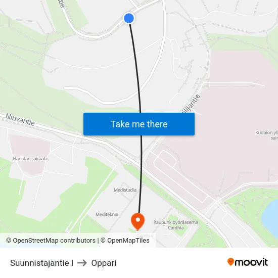 Suunnistajantie I to Oppari map