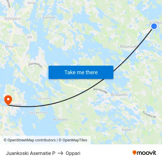 Juankoski Asematie  P to Oppari map