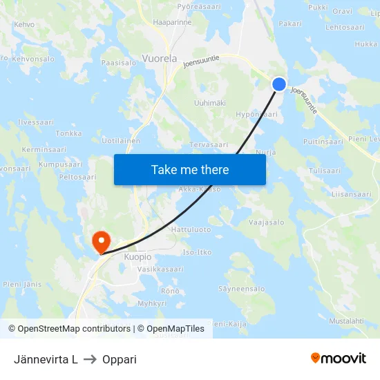 Jännevirta L to Oppari map