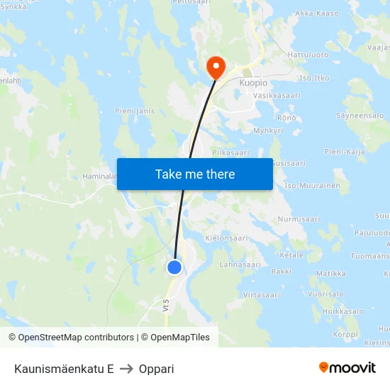 Kaunismäenkatu E to Oppari map