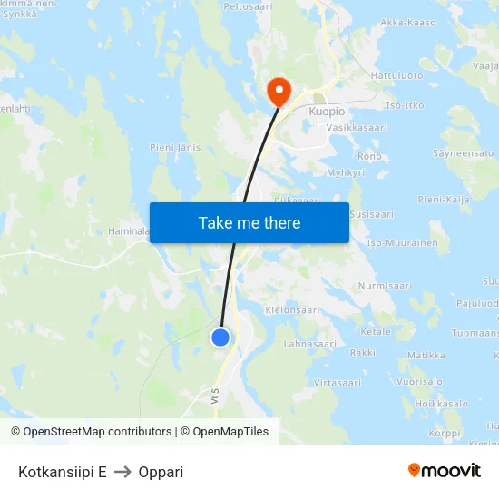 Kotkansiipi E to Oppari map