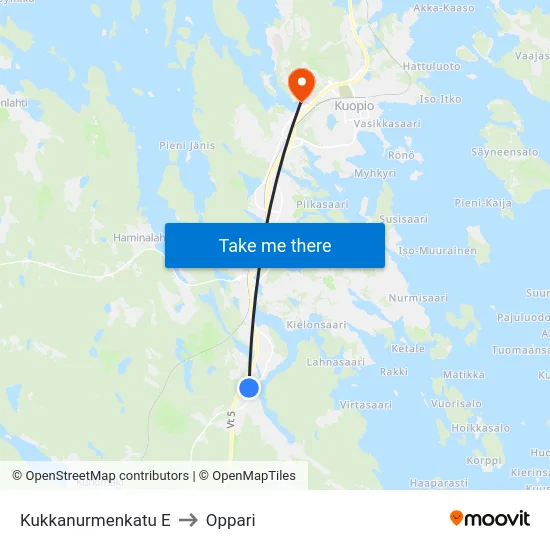 Kukkanurmenkatu E to Oppari map