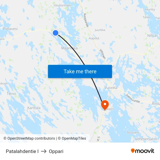 Patalahdentie I to Oppari map