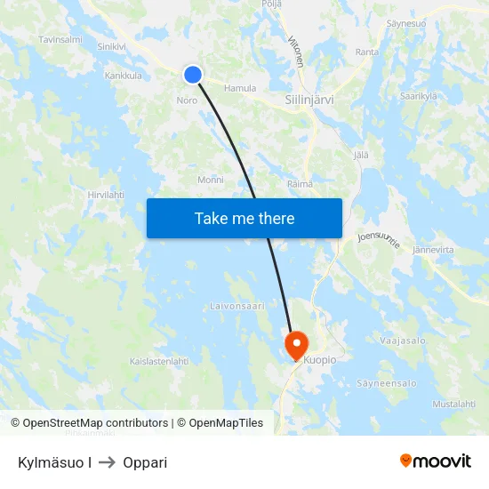 Kylmäsuo I to Oppari map