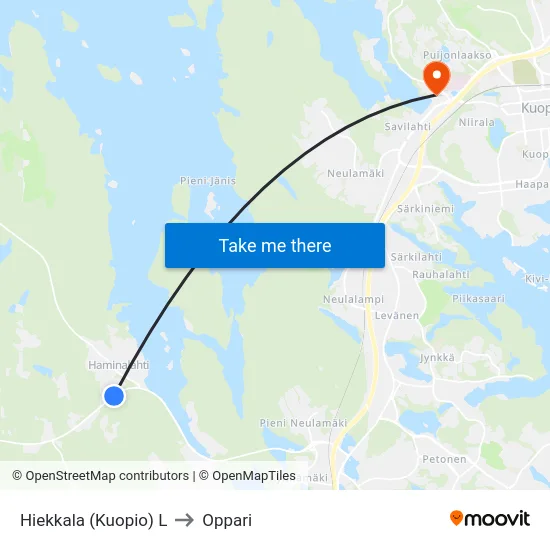 Hiekkala (Kuopio) L to Oppari map