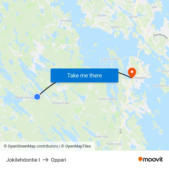 Jokilehdontie I to Oppari map