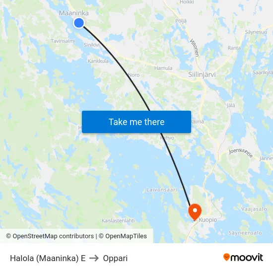 Halola (Maaninka) E to Oppari map