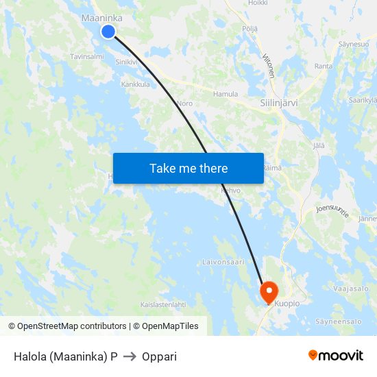 Halola (Maaninka) P to Oppari map