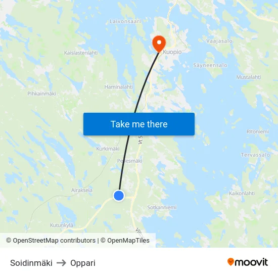 Soidinmäki to Oppari map