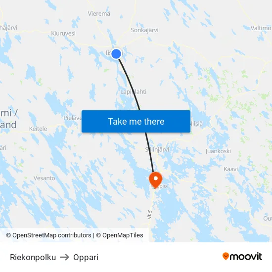 Riekonpolku to Oppari map