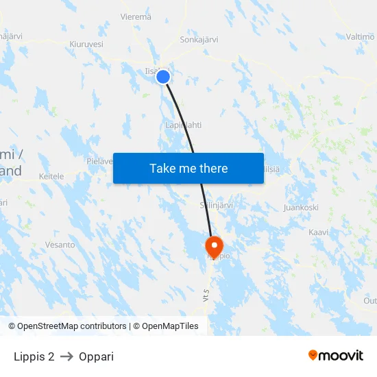 Lippis 2 to Oppari map