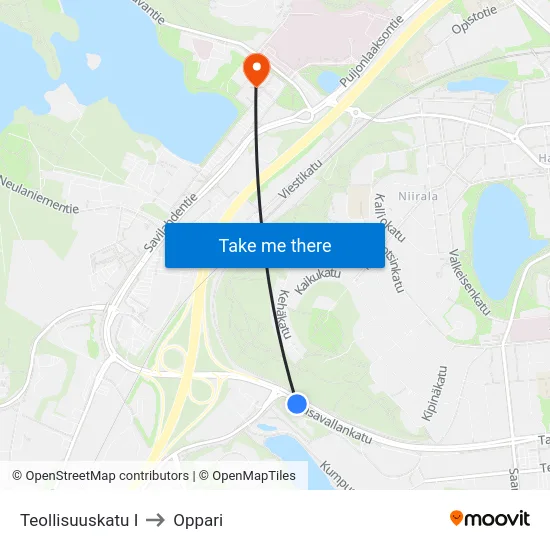 Teollisuuskatu I to Oppari map
