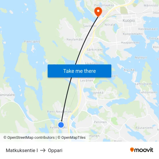 Matkuksentie I to Oppari map
