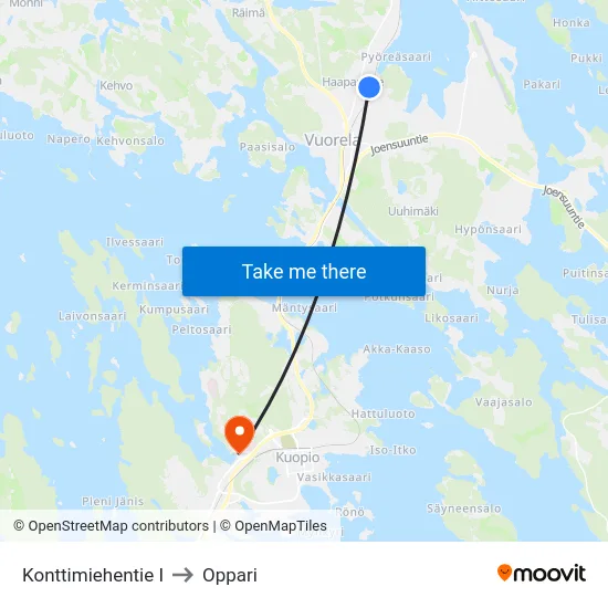 Konttimiehentie I to Oppari map