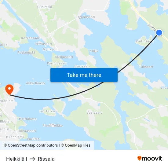 Heikkilä I to Rissala map