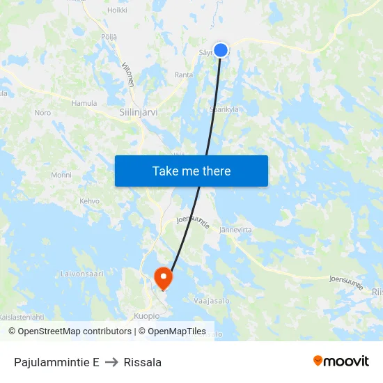 Pajulammintie E to Rissala map