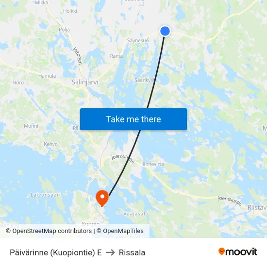 Päivärinne (Kuopiontie) E to Rissala map