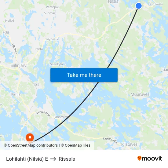 Lohilahti (Nilsiä) E to Rissala map