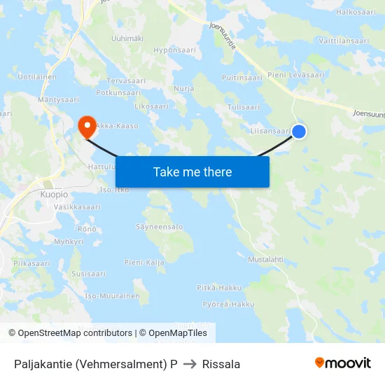 Paljakantie (Vehmersalment) P to Rissala map