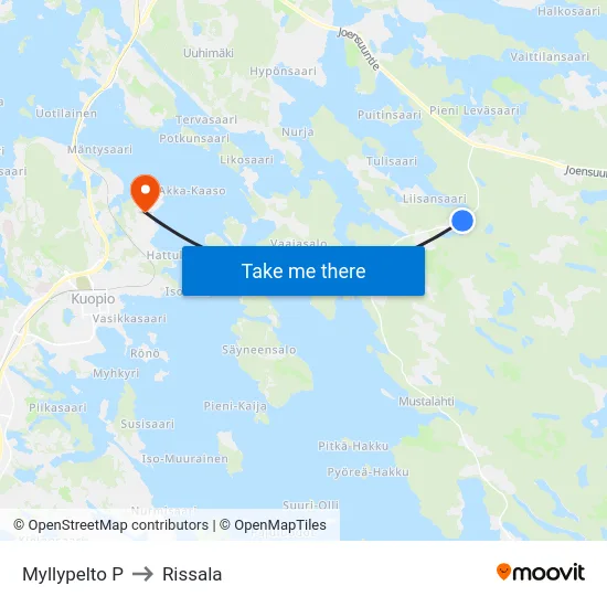 Myllypelto P to Rissala map