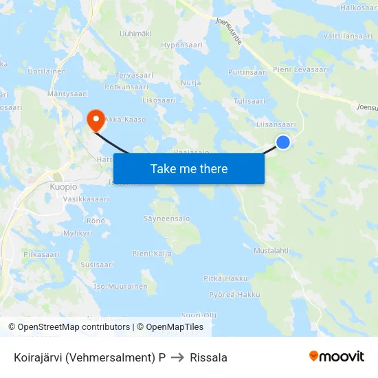 Koirajärvi (Vehmersalment) P to Rissala map