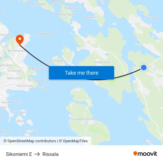 Sikoniemi E to Rissala map