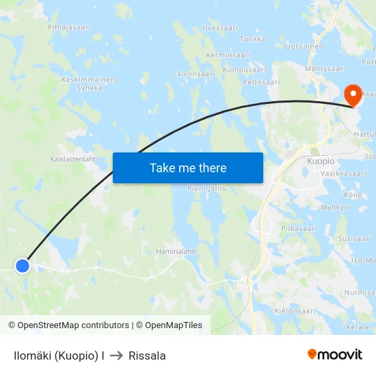 Ilomäki (Kuopio) I to Rissala map