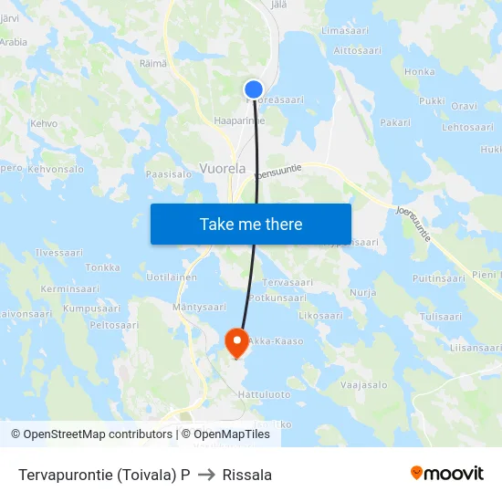 Tervapurontie (Toivala) P to Rissala map