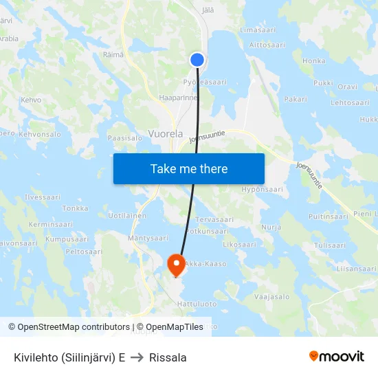 Kivilehto (Siilinjärvi) E to Rissala map